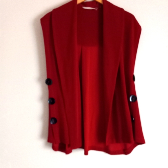 Soft Surroundings LP Red Mesa Button Open Vest Style 26312 Petite - Picture 2 of 14